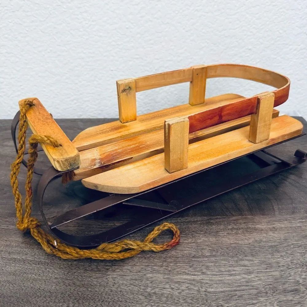 Rustic Wooden Christmas Holiday Sleigh Decor